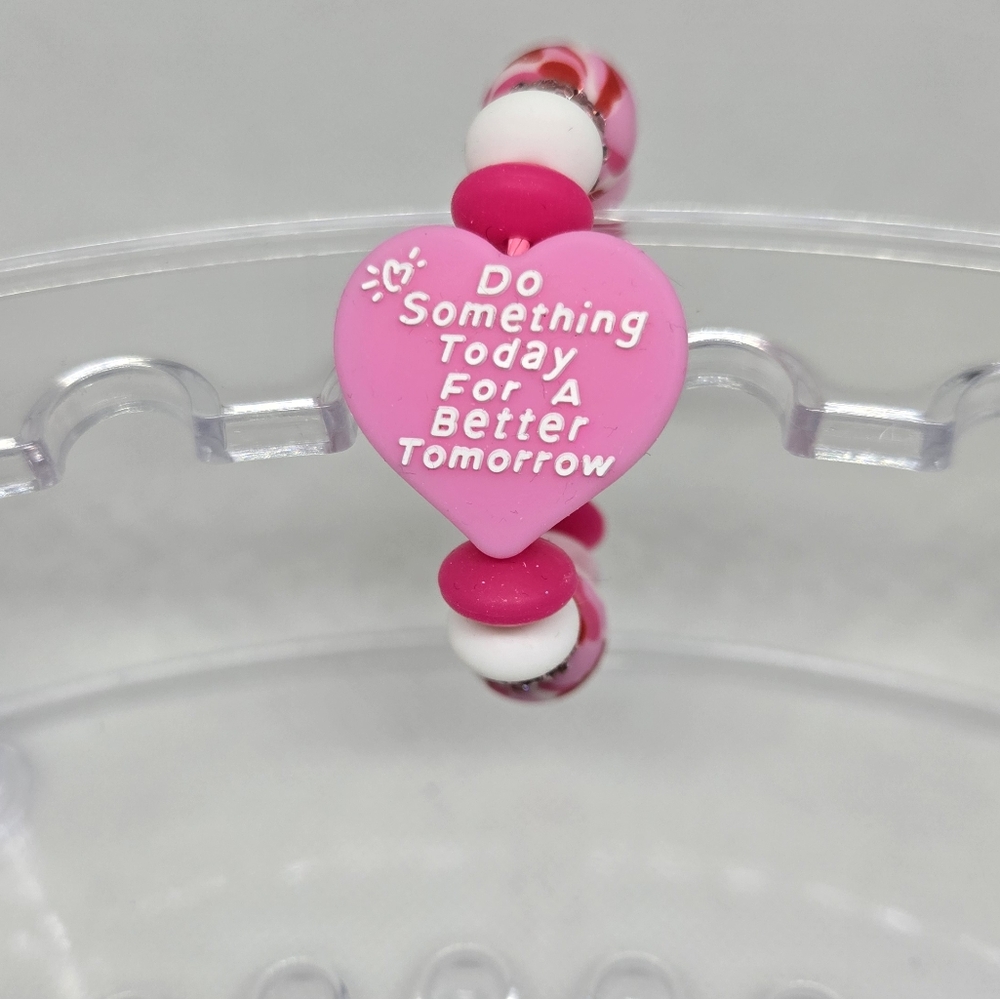 NWT Do Something Today for a Better Tomorrow Pink Heart  Tumbler Cup Charm